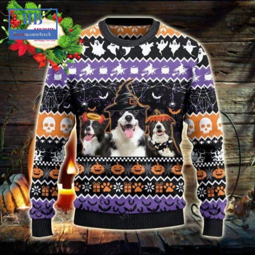 Border Collie Halloween Night Ugly Christmas Sweater