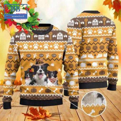 Border Collie Thanksgiving Gift Ugly Christmas Sweater