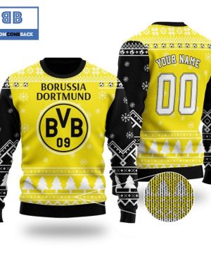 Borussia Dortmund Custom Name And Number 3D Ugly Christmas Sweater