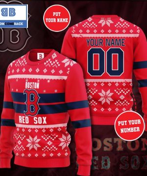 Boston Red Sox MLB Custom Name And Number Christmas Ugly Sweater