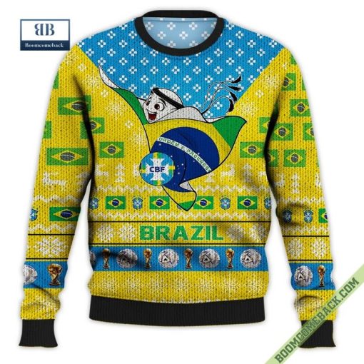 Brazil World Cup 2022 Mascot Ugly Christmas Sweater Hoodie T-Shirt