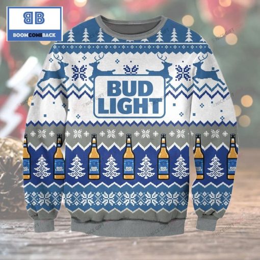 Bud Light Beer Bottles Pattern Custom Christmas Ugly Sweater