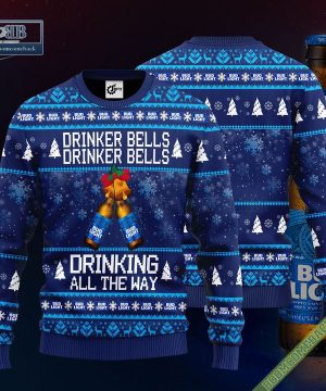 Bud Light Drinker Bells Drinker Bells Drinking All The Way Ugly Christmas Sweater