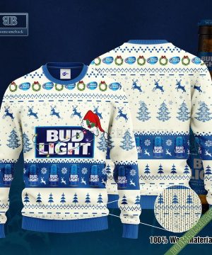 Bud Light Santa Hat Christmas Ugly Christmas Sweater Hoodie Zip Hoodie Bomber Jacket