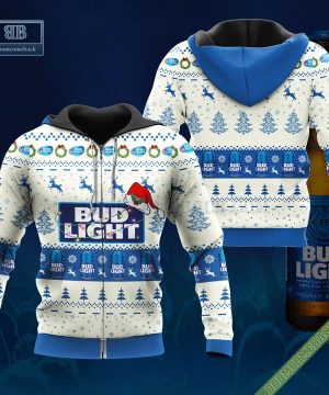 bud light santa hat christmas ugly christmas sweater hoodie zip hoodie bomber jacket 3 xHaNq