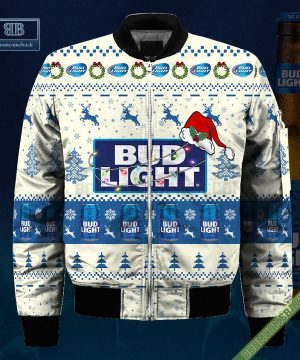 bud light santa hat christmas ugly christmas sweater hoodie zip hoodie bomber jacket 4 Bxne1