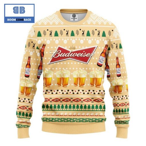 Budweiser Beer Yellow Christmas 3D Sweater