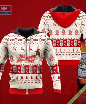 budweiser santa hat christmas ugly christmas sweater hoodie zip hoodie bomber jacket 3 YSC1M