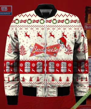 budweiser santa hat christmas ugly christmas sweater hoodie zip hoodie bomber jacket 4 mebro