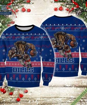 Buffalo Bills Billy Mascot Rushing Ugly Sweater