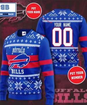 Buffalo Bills NFL Custom Name And Number Christmas Ugly Sweater