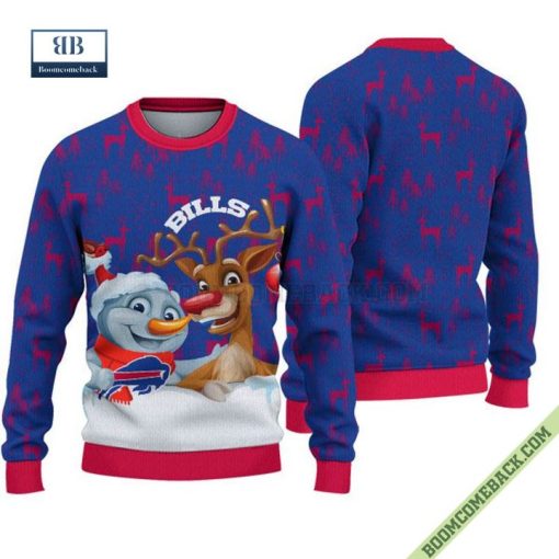 Buffalo Bills Snowman Reindeer Ugly Christmas Sweater