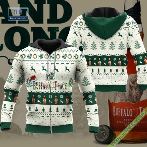 Buffalo Trace Santa Hat Christmas Ugly Christmas Sweater Hoodie Zip Hoodie Bomber Jacket