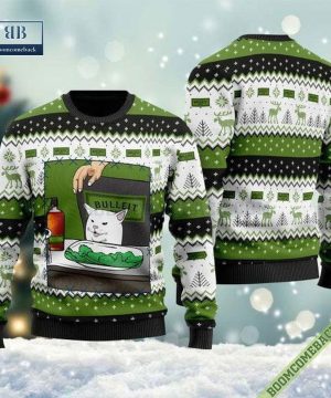 Bulleit Rye Whiskey Cat Meme Christmas Ugly Sweater