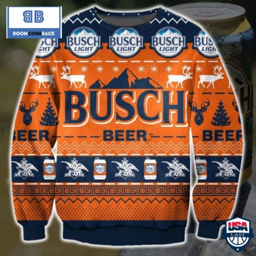 Busch Light Beer Ugly Christmas Sweater Orange Version