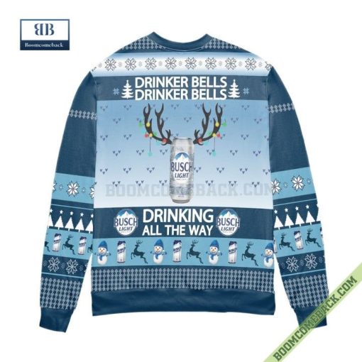 Busch Light Drinker Bells Drinking All The Way Ugly Christmas Sweater