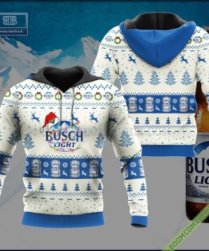 Busch Light Santa Hat Christmas Ugly Christmas Sweater Hoodie Zip Hoodie Bomber Jacket