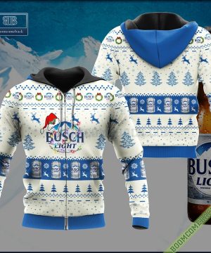 busch light santa hat christmas ugly christmas sweater hoodie zip hoodie bomber jacket 3 D5KU5