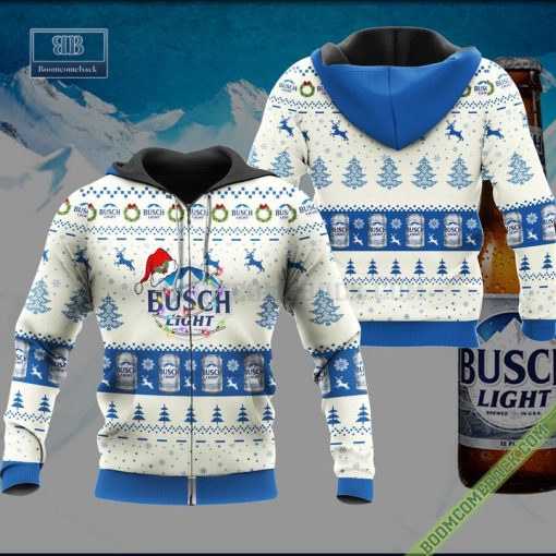 Busch Light Santa Hat Christmas Ugly Christmas Sweater Hoodie Zip Hoodie Bomber Jacket