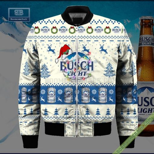 Busch Light Santa Hat Christmas Ugly Christmas Sweater Hoodie Zip Hoodie Bomber Jacket