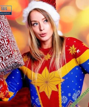 captain marvel ugly christmas sweater jumper 3 eADWV