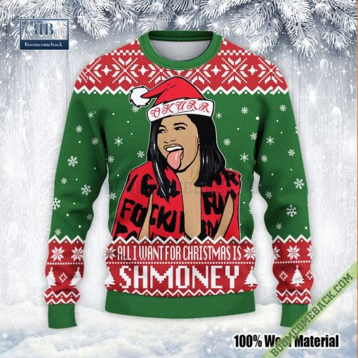 Cardi B All I Want For Christmas Is Shmoney Ugly Sweater