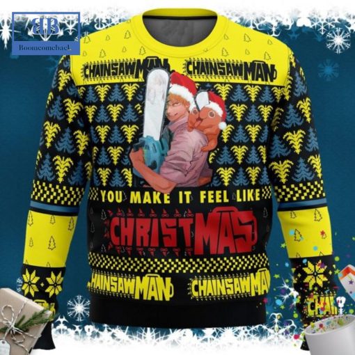 Chainsaw Man You Make It Fell Like Christmas Ugly Christmas Sweater