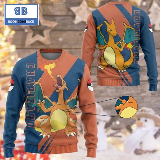 Charizard Pokemon Anime Custom Imitation Knitted 3d Christmas Sweater