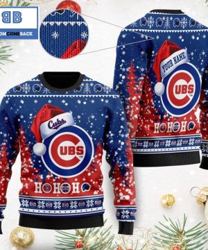 chicago cubs santa claus hat ho ho ho 3d custom name ugly christmas sweater 2 U5P8G