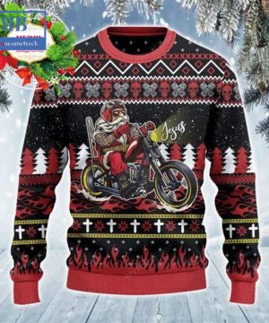 Christian Biker I Ride With Jesus Ugly Christmas Sweater