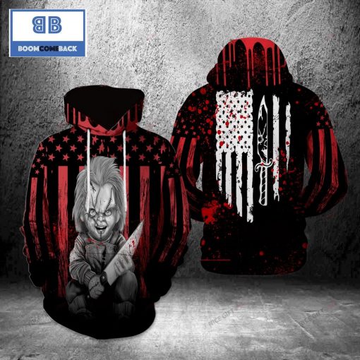 Chucky American Flag Club Halloween 3D Hoodie