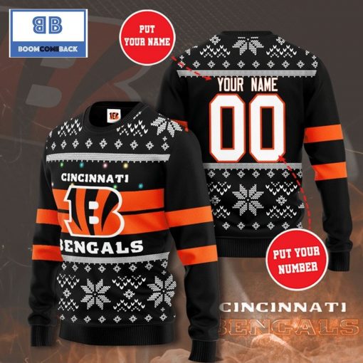 Cincinnati Bengals NFL Custom Name And Number Christmas Ugly Sweater