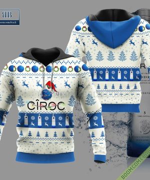 CIROC Santa Hat Christmas Ugly Christmas Sweater Hoodie Zip Hoodie Bomber Jacket