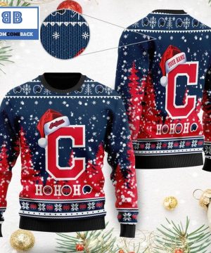 cleveland indians santa claus hat ho ho ho 3d custom name ugly christmas sweater 2 tqZWc