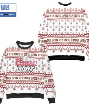 Coors Light Beer Gift And Pine Tree Pattern Christmas 3D Sweater