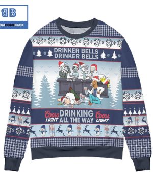 Coors Light Life Drinker Bells Drinking All The Way Christmas Sweater