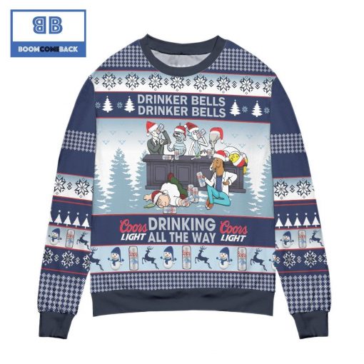 Coors Light Life Drinker Bells Drinking All The Way Christmas Sweater