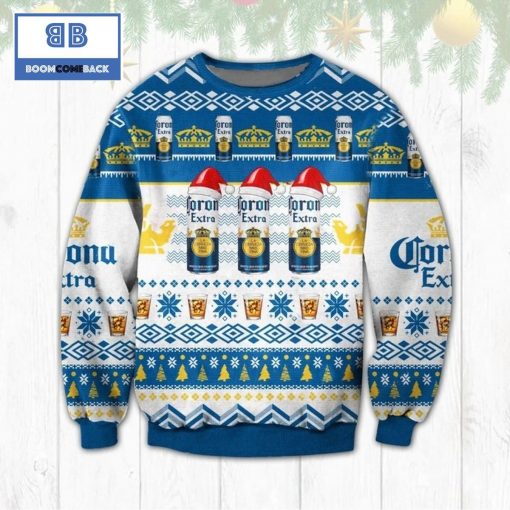 Corona Extra Santa Hat 3D Ugly Christmas Sweater