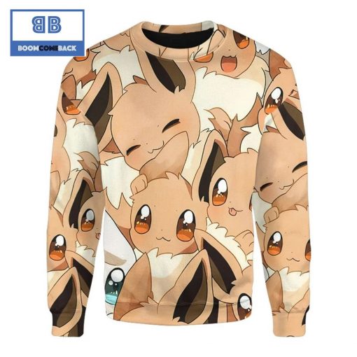 Cute Eevee Pokemon Anime Christmas 3D Sweatshirt