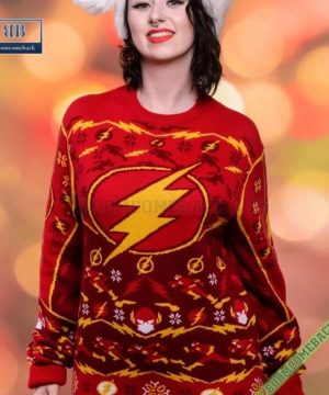 dc comics flash superhero 3d ugly christmas sweater gift for adult and kid 5 n9UPg