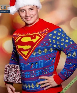 Dc Comics Superman Big Logo Ugly Christmas Sweater