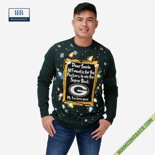 Dear Santa Green Bay Packers Win The Super Bowl Ugly Christmas Sweater