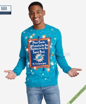 Dear Santa Miami Dolphins Win The Super Bowl Ugly Christmas Sweater