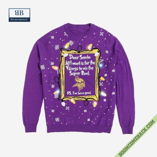 Dear Santa Minnesota Vikings Win The Super Bowl Ugly Christmas Sweater