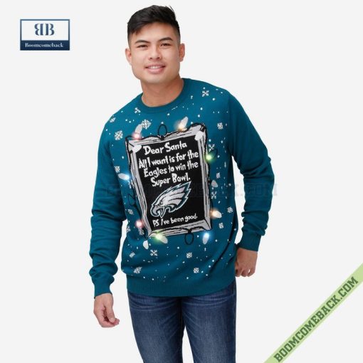 Dear Santa Philadelphia Eagles Win The Super Bowl Ugly Christmas Sweater