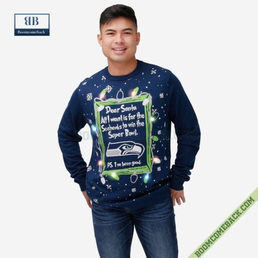 Dear Santa Seattle Seahawks Win The Super Bowl Ugly Christmas Sweater