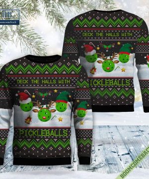 Deck the Halls with Pickleballs Ugly Christmas Sweater