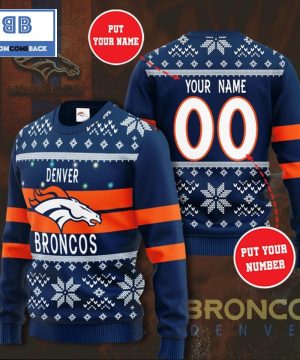 Denver Broncos NFL Custom Name And Number Christmas Ugly Sweater