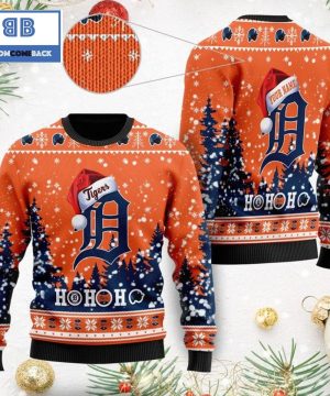 Detroit Tigers Santa Claus Hat Ho Ho Ho 3D Custom Name Ugly Christmas Sweater