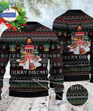 Disc Golf Merry Discmas Black Ugly Christmas Sweater